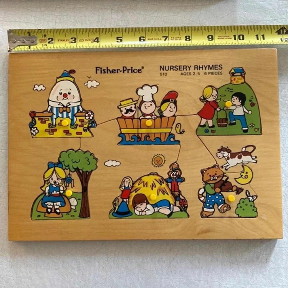 Vintage 1972 Fisher-Price Burger Rhymes Wood Puzzle